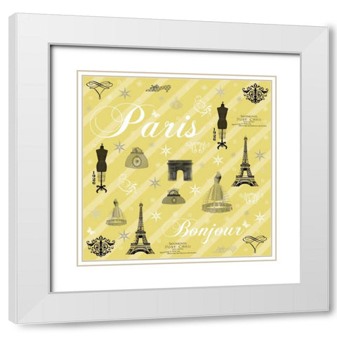 Paris 2b Yellow White Modern Wood Framed Art Print with Double Matting by Gibbons, Lauren