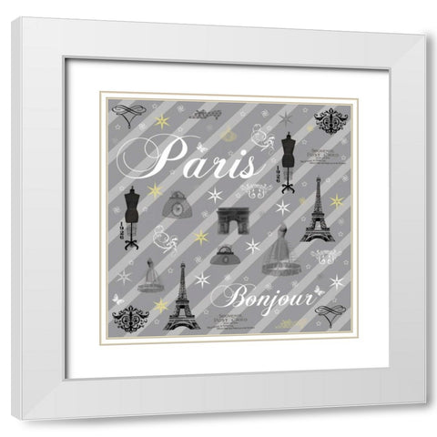 Paris Gray White Modern Wood Framed Art Print with Double Matting by Gibbons, Lauren
