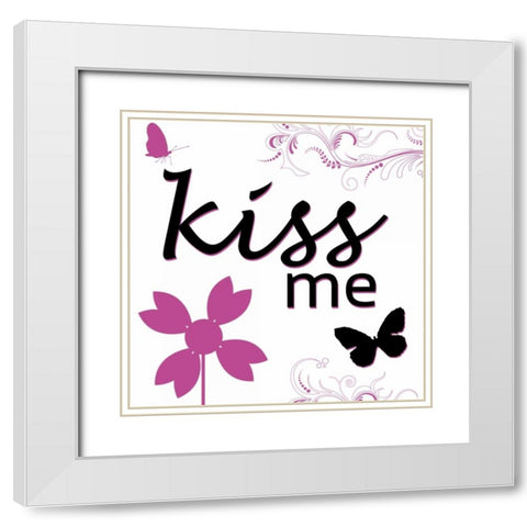 Kiss Me White Modern Wood Framed Art Print with Double Matting by Gibbons, Lauren
