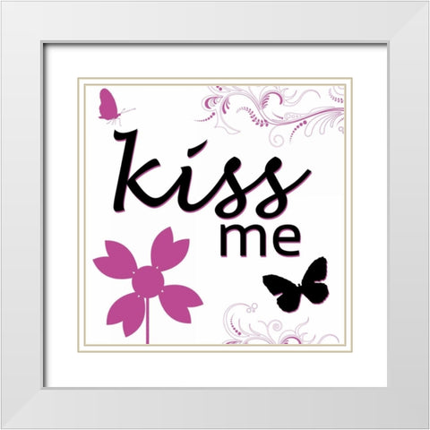 Kiss Me White Modern Wood Framed Art Print with Double Matting by Gibbons, Lauren