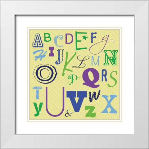 Kids Alphabet White Modern Wood Framed Art Print with Double Matting by Gibbons, Lauren