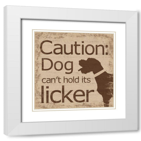 Caution Dog B White Modern Wood Framed Art Print with Double Matting by Gibbons, Lauren