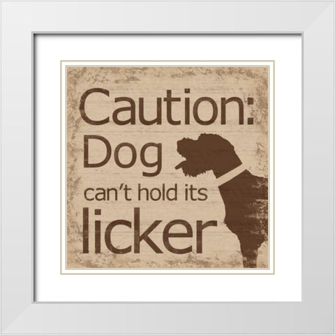 Caution Dog B White Modern Wood Framed Art Print with Double Matting by Gibbons, Lauren