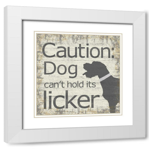 Caution Dog White Modern Wood Framed Art Print with Double Matting by Gibbons, Lauren