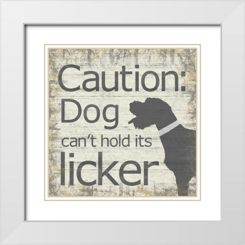 Caution Dog White Modern Wood Framed Art Print with Double Matting by Gibbons, Lauren