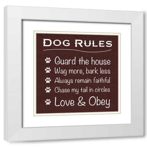 Dog Rules White Modern Wood Framed Art Print with Double Matting by Gibbons, Lauren