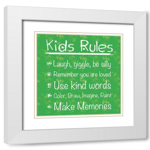 Kids Rules White Modern Wood Framed Art Print with Double Matting by Gibbons, Lauren