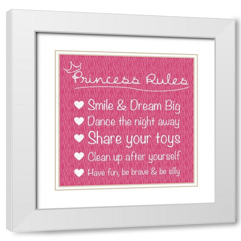 Princess Rules White Modern Wood Framed Art Print with Double Matting by Gibbons, Lauren