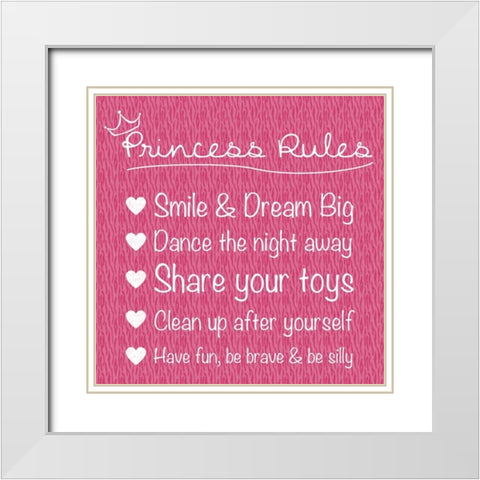 Princess Rules White Modern Wood Framed Art Print with Double Matting by Gibbons, Lauren