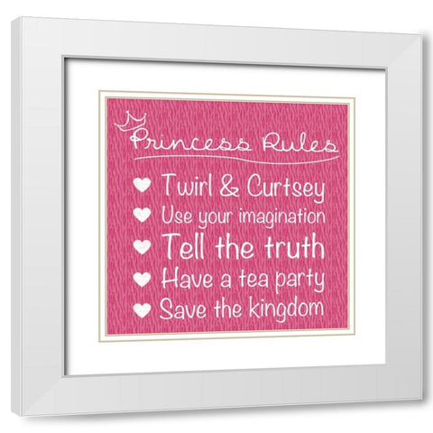 Princess Rules White Modern Wood Framed Art Print with Double Matting by Gibbons, Lauren