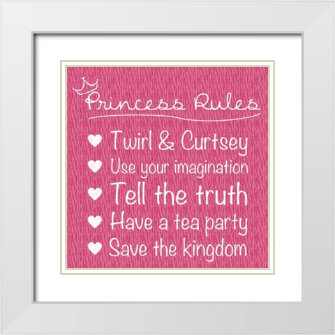 Princess Rules White Modern Wood Framed Art Print with Double Matting by Gibbons, Lauren