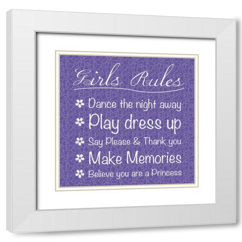 Girls Rules White Modern Wood Framed Art Print with Double Matting by Gibbons, Lauren