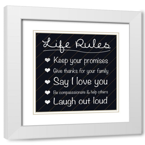 Life Rules White Modern Wood Framed Art Print with Double Matting by Gibbons, Lauren
