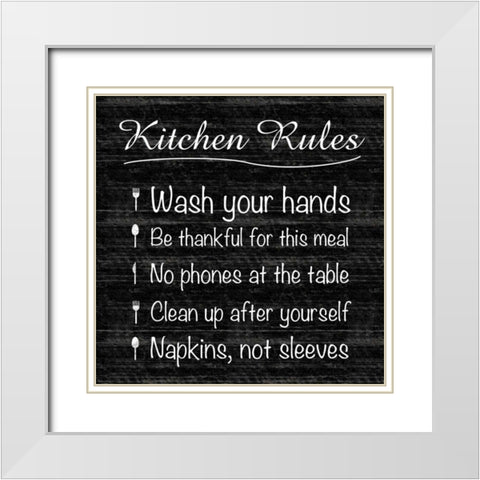 Kitchen Rules White Modern Wood Framed Art Print with Double Matting by Gibbons, Lauren