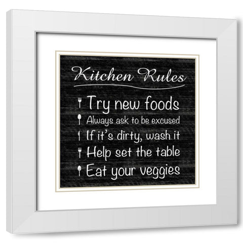 Kitchen Rule White Modern Wood Framed Art Print with Double Matting by Gibbons, Lauren