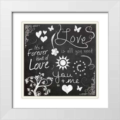 Love Chalk White Modern Wood Framed Art Print with Double Matting by Gibbons, Lauren