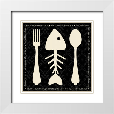 Cat Dine White Modern Wood Framed Art Print with Double Matting by Gibbons, Lauren