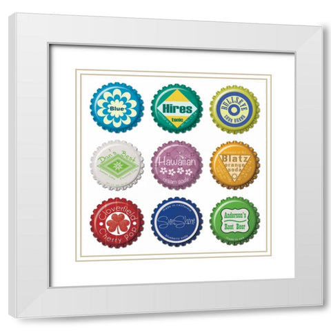 Botttle Caps White Modern Wood Framed Art Print with Double Matting by Gibbons, Lauren