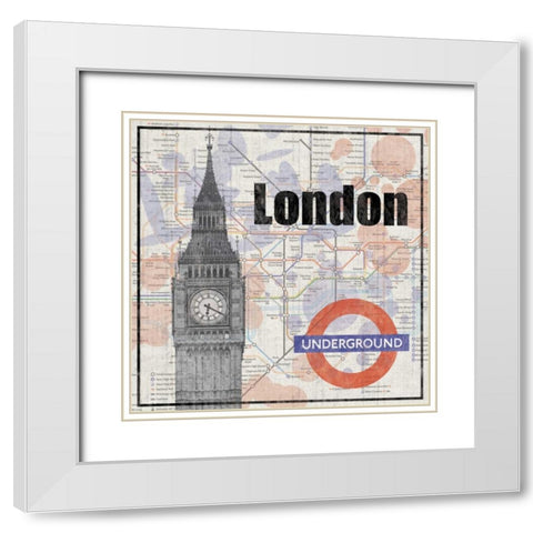 London Train White Modern Wood Framed Art Print with Double Matting by Gibbons, Lauren