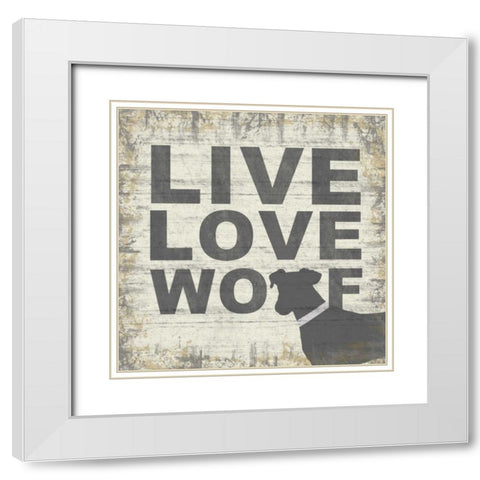 Live Love Wolf White Modern Wood Framed Art Print with Double Matting by Gibbons, Lauren