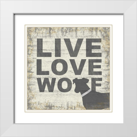 Live Love Wolf White Modern Wood Framed Art Print with Double Matting by Gibbons, Lauren
