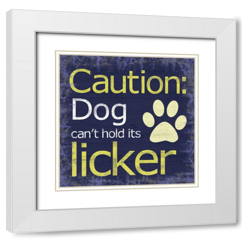 Caution Dog White Modern Wood Framed Art Print with Double Matting by Gibbons, Lauren