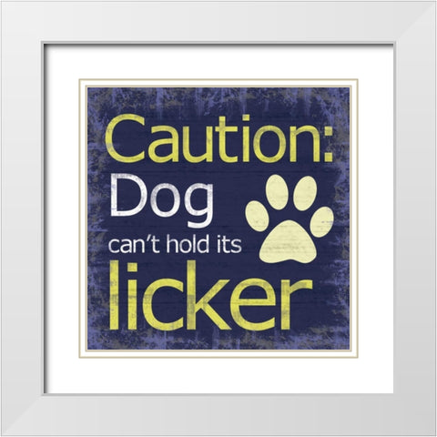 Caution Dog White Modern Wood Framed Art Print with Double Matting by Gibbons, Lauren