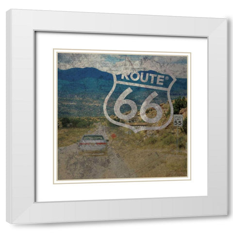 Route 66 White Modern Wood Framed Art Print with Double Matting by Gibbons, Lauren