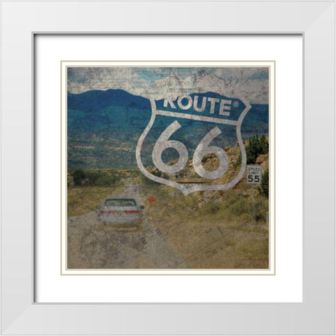 Route 66 White Modern Wood Framed Art Print with Double Matting by Gibbons, Lauren