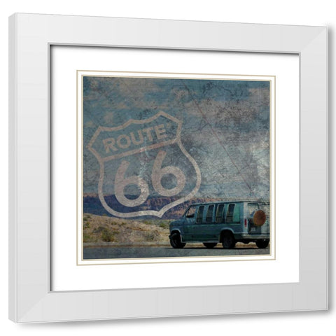 Route 66 Van White Modern Wood Framed Art Print with Double Matting by Gibbons, Lauren