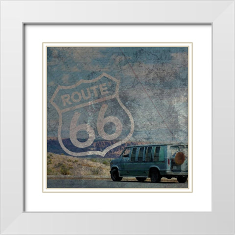 Route 66 Van White Modern Wood Framed Art Print with Double Matting by Gibbons, Lauren