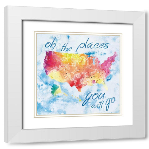 Places You Will Go White Modern Wood Framed Art Print with Double Matting by Gibbons, Lauren