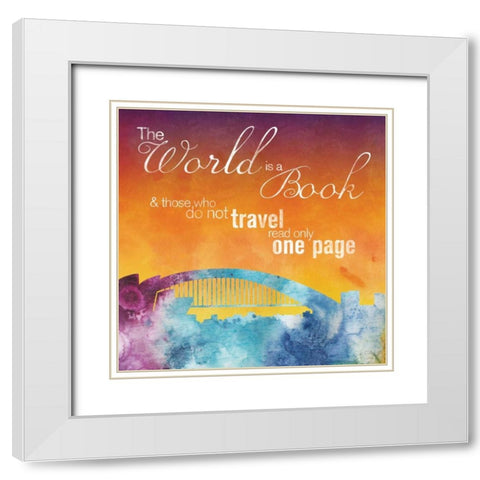 The World is A Book White Modern Wood Framed Art Print with Double Matting by Gibbons, Lauren