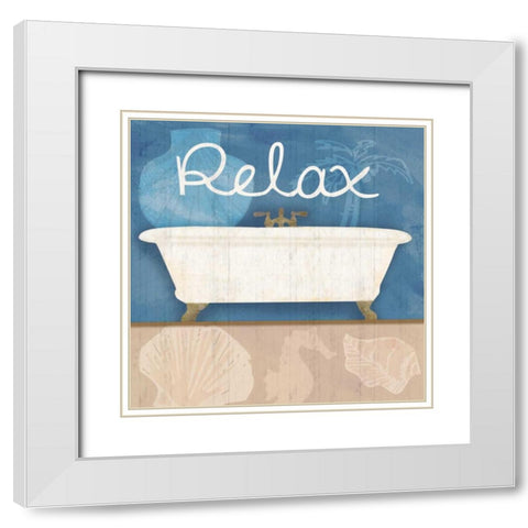 Relaxing Bath White Modern Wood Framed Art Print with Double Matting by Gibbons, Lauren