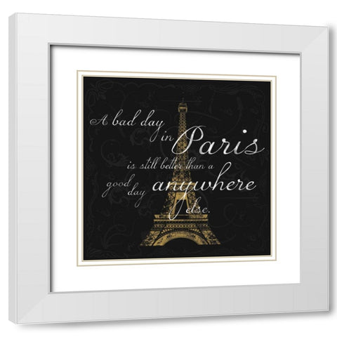 Paris Square BG White Modern Wood Framed Art Print with Double Matting by Gibbons, Lauren