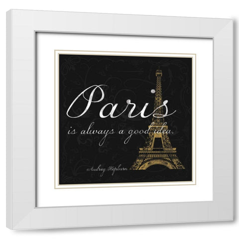Paris Square GB White Modern Wood Framed Art Print with Double Matting by Gibbons, Lauren