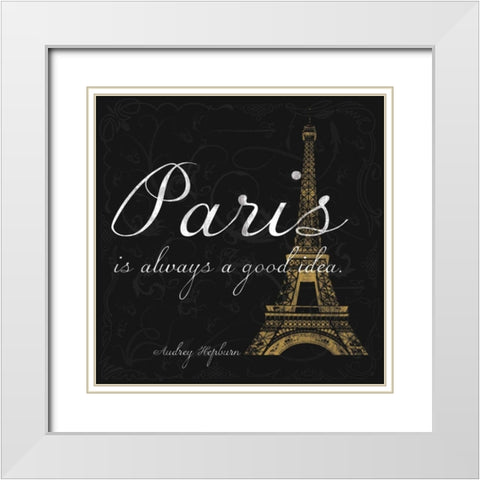 Paris Square GB White Modern Wood Framed Art Print with Double Matting by Gibbons, Lauren