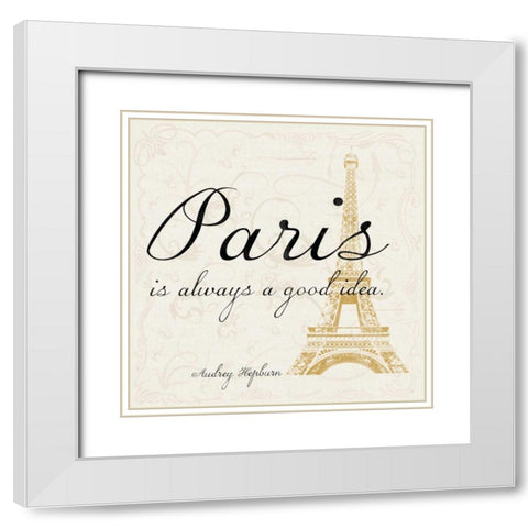 Paris Square 2 White Modern Wood Framed Art Print with Double Matting by Gibbons, Lauren