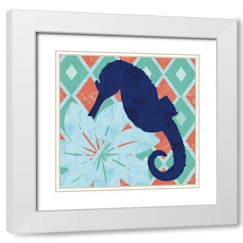 Under the Sea Horsie White Modern Wood Framed Art Print with Double Matting by Gibbons, Lauren