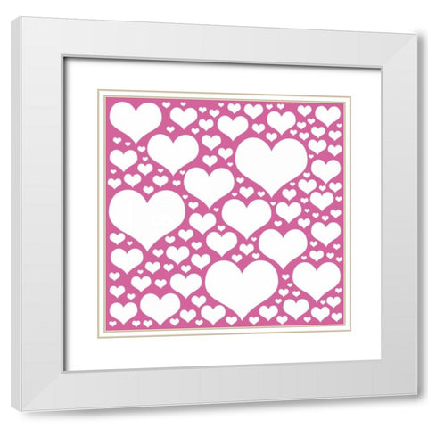Pink Heart Storm White Modern Wood Framed Art Print with Double Matting by Gibbons, Lauren