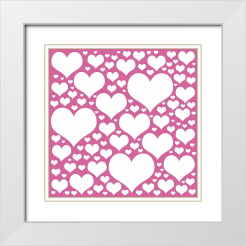 Pink Heart Storm White Modern Wood Framed Art Print with Double Matting by Gibbons, Lauren