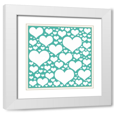Teal Heart Storm White Modern Wood Framed Art Print with Double Matting by Gibbons, Lauren