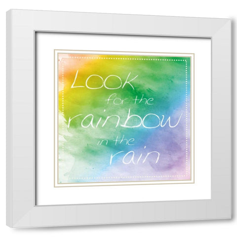 Rainbow In Rain White Modern Wood Framed Art Print with Double Matting by Gibbons, Lauren