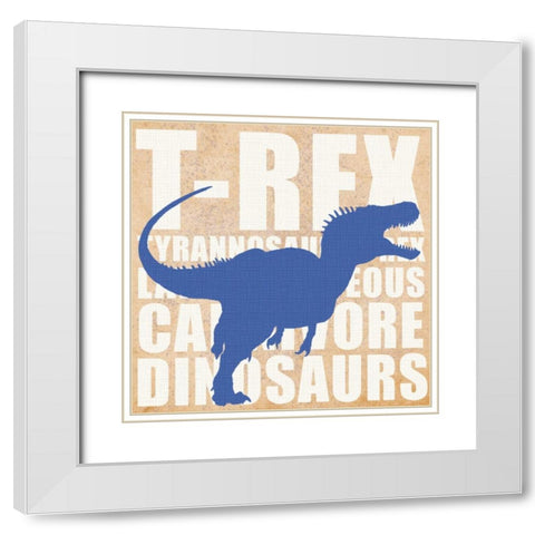 Roaring TRex White Modern Wood Framed Art Print with Double Matting by Gibbons, Lauren