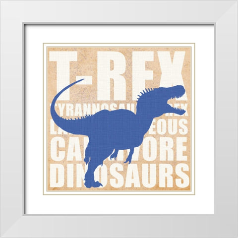 Roaring TRex White Modern Wood Framed Art Print with Double Matting by Gibbons, Lauren