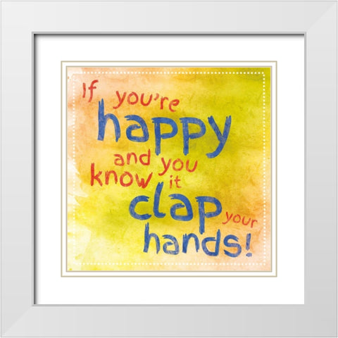 Clap Your Hands 1 White Modern Wood Framed Art Print with Double Matting by Gibbons, Lauren