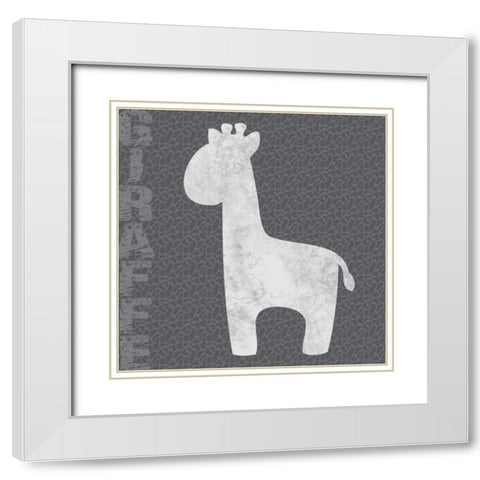 Giraffe White Modern Wood Framed Art Print with Double Matting by Gibbons, Lauren