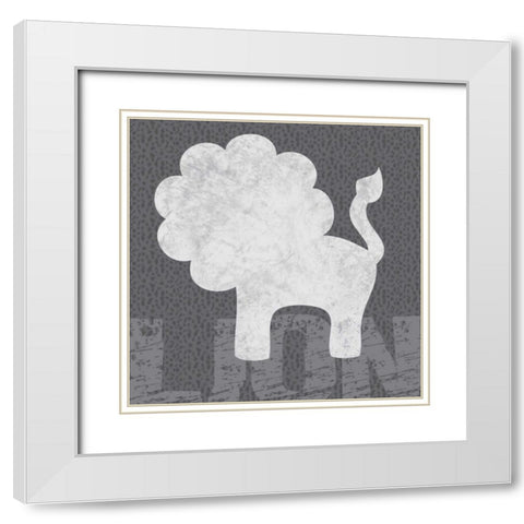 Lion White Modern Wood Framed Art Print with Double Matting by Gibbons, Lauren