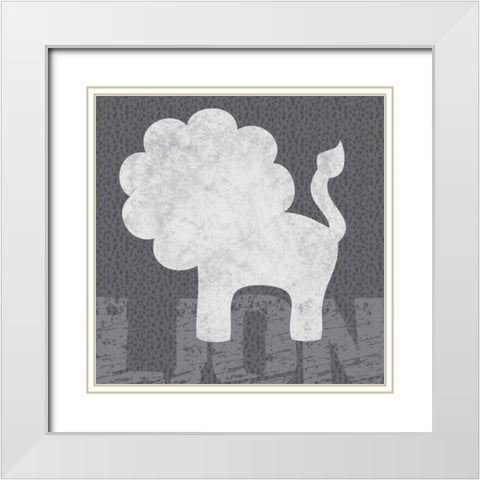 Lion White Modern Wood Framed Art Print with Double Matting by Gibbons, Lauren
