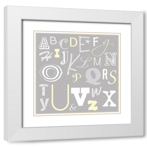 Kids Alphabet Gray 2 White Modern Wood Framed Art Print with Double Matting by Gibbons, Lauren